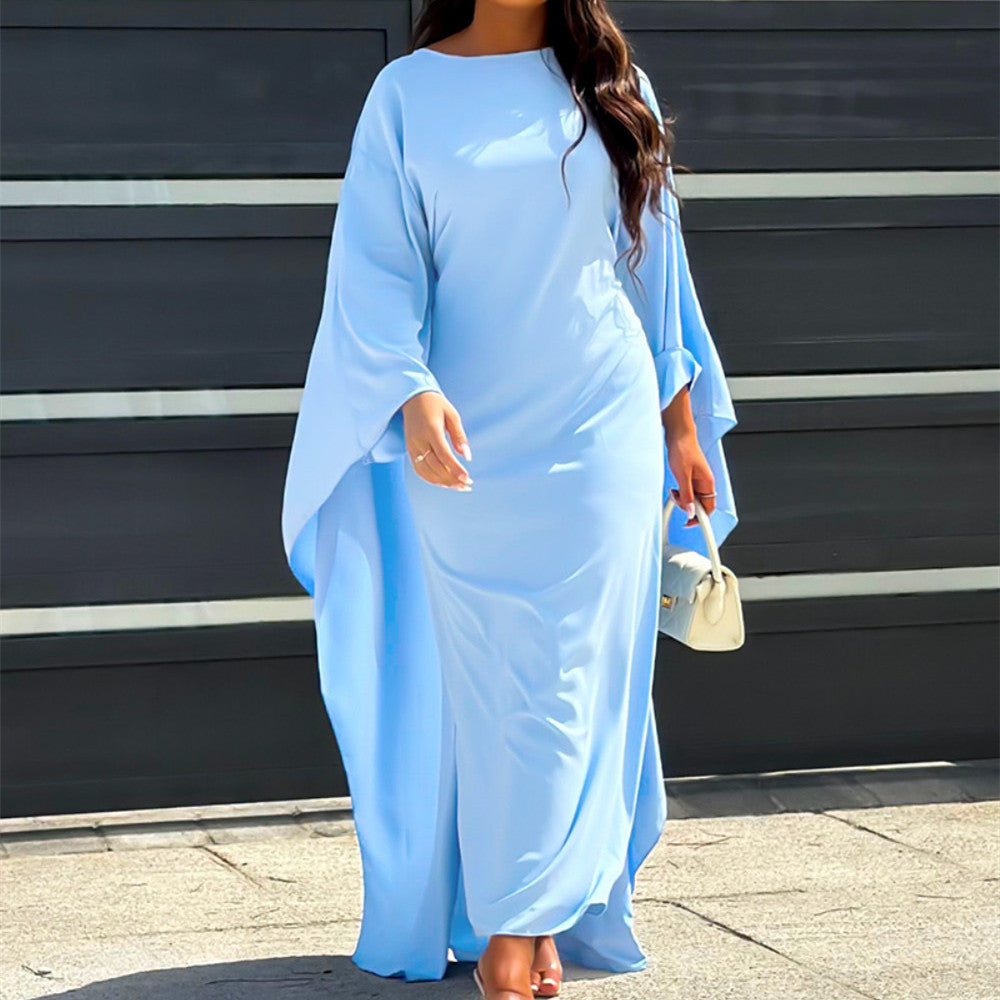 Elegantes Maxikleid Damen Langarm - Lockerer Schnitt, Ideal für Besondere Anlässe - Himmelblau