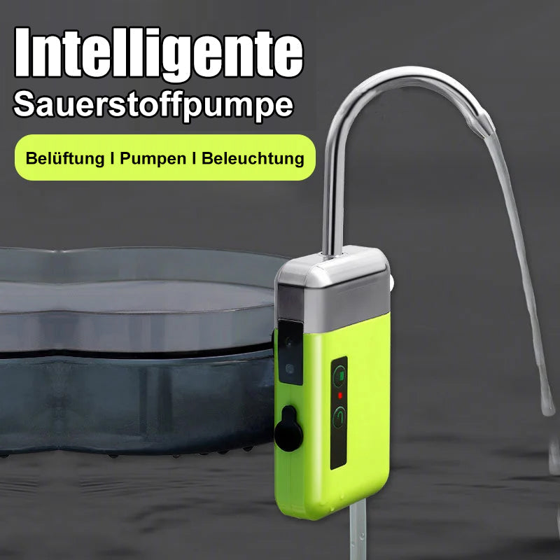 FishVenture Sauerstoffpumpe - Angelwasserpumpe, Sauerstoffversorgung, leiser Betrieb, Nachtangeln mit LED, langlebig und wasserdicht, einfach anzubringen, Akku bis zu 8 Stunden, Stressreduzierung für Fische