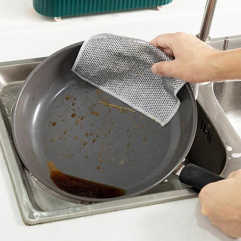 Edelstahl-Reinigungstuch für Küche - Fettentfernendes Scheuertuch - Langlebig und wiederverwendbar - Perfekt für hartnäckige Verschmutzungen - Silber