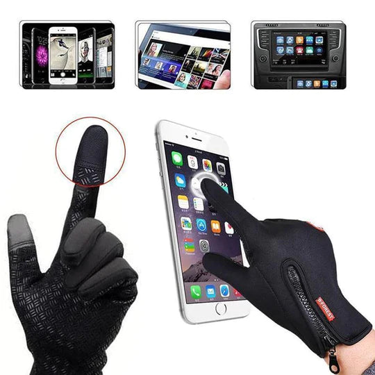 Touchscreen-Handschuhe für Winter - Warme Handschuhe für kalte Tage - Kompatibel mit Smartphones - Rutschfeste Beschichtung - Schwarz
