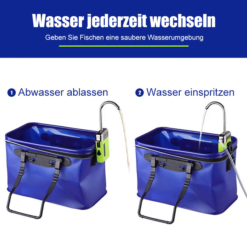 FishVenture Sauerstoffpumpe - Angelwasserpumpe, Sauerstoffversorgung, leiser Betrieb, Nachtangeln mit LED, langlebig und wasserdicht, einfach anzubringen, Akku bis zu 8 Stunden, Stressreduzierung für Fische