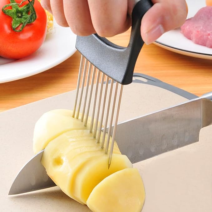 Zwiebelhalter Schneiderhilfe - Praktisches Küchenwerkzeug für gleichmäßige Scheiben und sicheres Schneiden