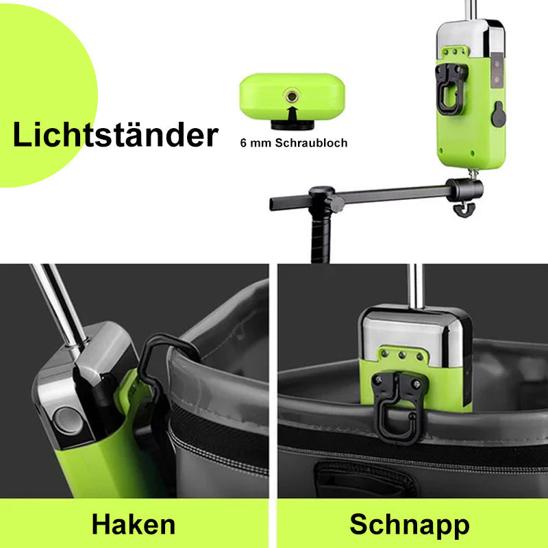 FishVenture Sauerstoffpumpe - Angelwasserpumpe, Sauerstoffversorgung, leiser Betrieb, Nachtangeln mit LED, langlebig und wasserdicht, einfach anzubringen, Akku bis zu 8 Stunden, Stressreduzierung für Fische