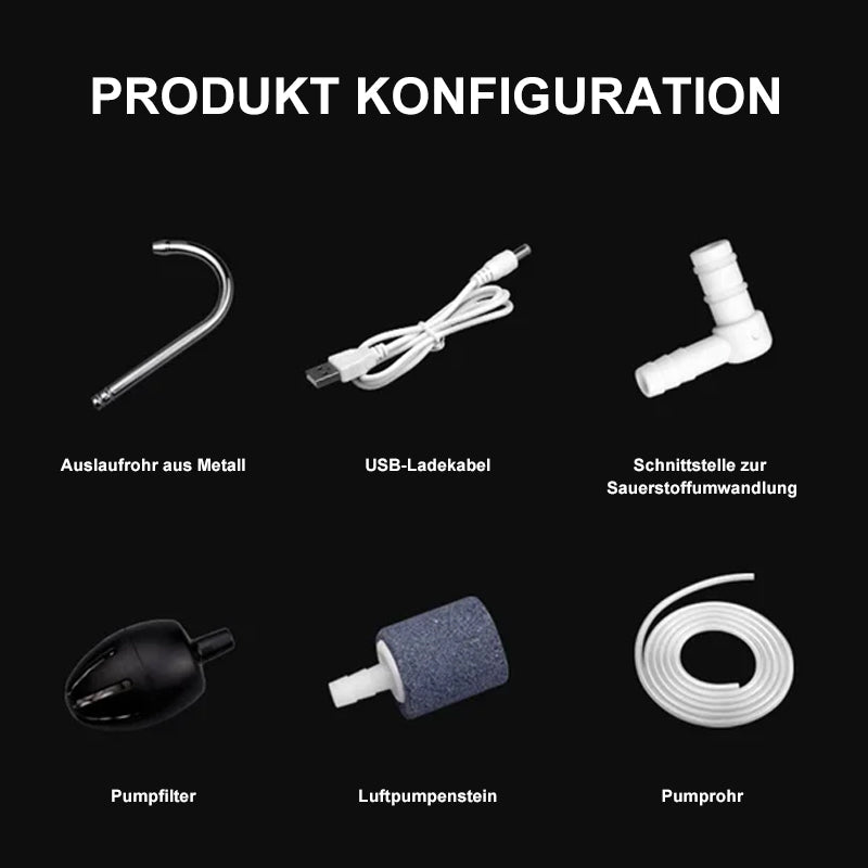 FishVenture Sauerstoffpumpe - Angelwasserpumpe, Sauerstoffversorgung, leiser Betrieb, Nachtangeln mit LED, langlebig und wasserdicht, einfach anzubringen, Akku bis zu 8 Stunden, Stressreduzierung für Fische
