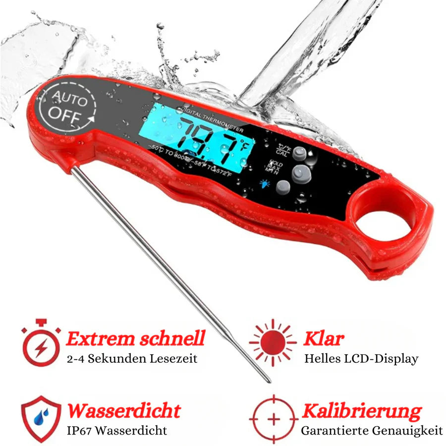 Digitales Küchenthermometer CookMaster - Perfekte Temperaturmessung für Fleisch, Grillen und Backen - Schnell und genau
