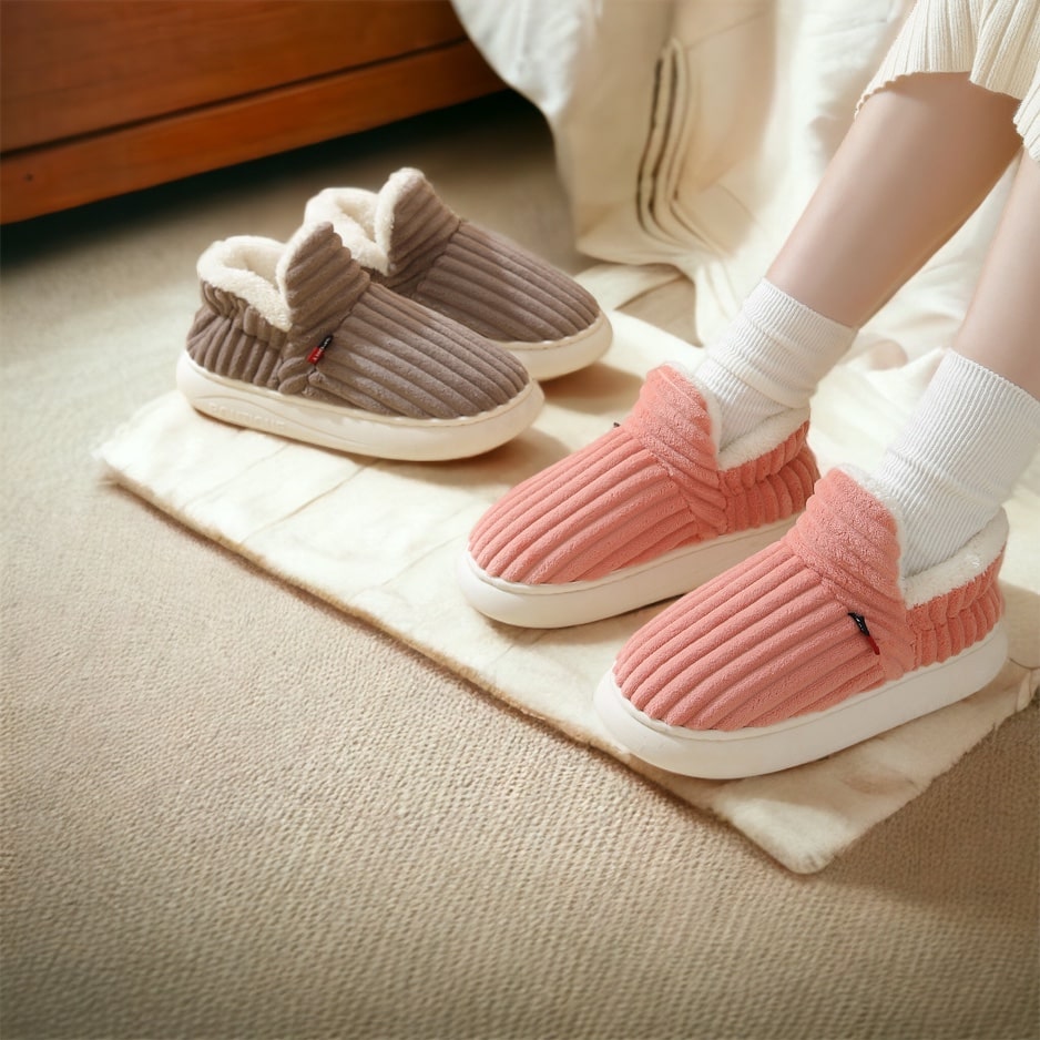 Bequeme Hausschuhe für Damen und Herren - Weiches Plüschfutter, Rutschfeste Sohle, Warm und Gemütlich für den Winter