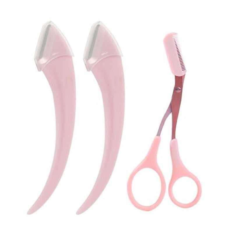BrowMaster Augenbrauentrimmer Set - Präzises Augenbrauen- & Wimpern-Trimmen - Leicht & Tragbar - In Rosa & Weiß