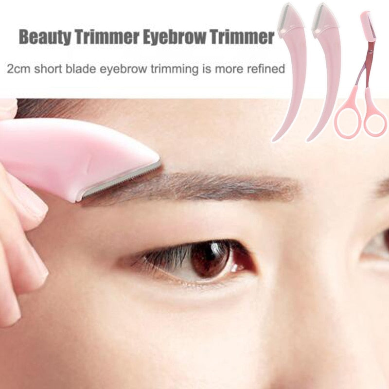 BrowMaster Augenbrauentrimmer Set - Präzises Augenbrauen- & Wimpern-Trimmen - Leicht & Tragbar - In Rosa & Weiß