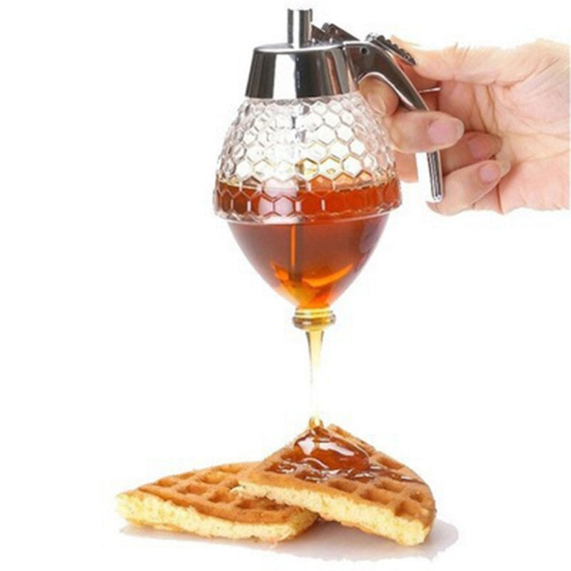 HoneyFlow Tropffreier Honigspender - Innovativer Auslösemechanismus für Sauberes und Müheloses Ausgießen von Flüssigkeiten