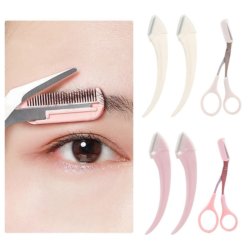 BrowMaster Augenbrauentrimmer Set - Präzises Augenbrauen- & Wimpern-Trimmen - Leicht & Tragbar - In Rosa & Weiß