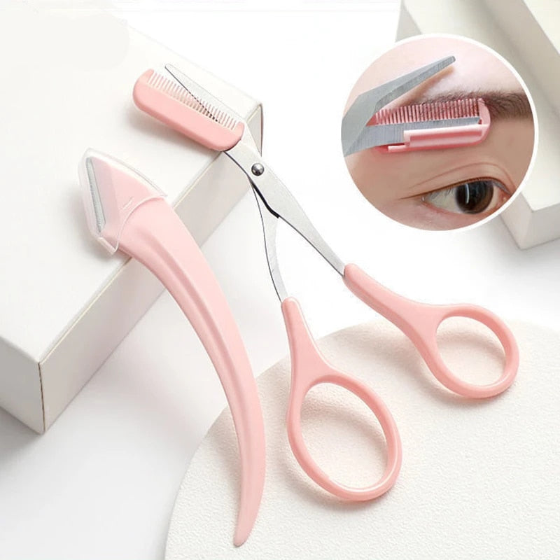 BrowMaster Augenbrauentrimmer Set - Präzises Augenbrauen- & Wimpern-Trimmen - Leicht & Tragbar - In Rosa & Weiß