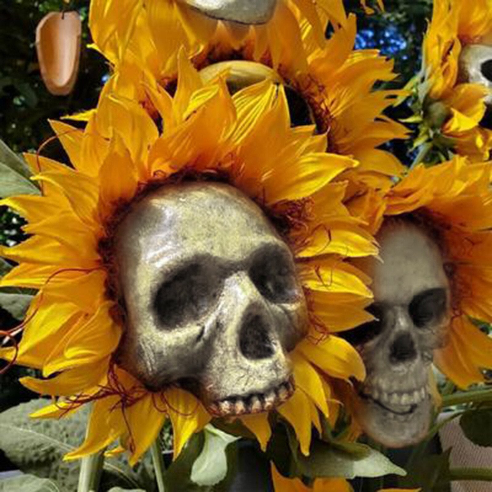 SunSkull Halloween Gartendekoration - Makabre Sonnenblume - Witterungsbeständig - Perfekt für Außenbereich
