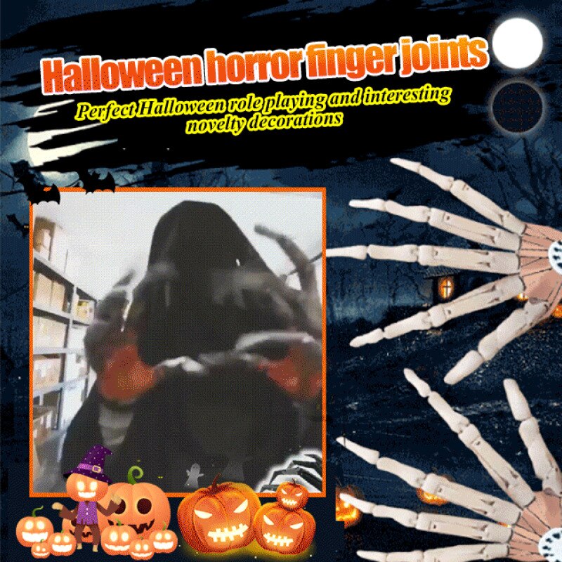 Halloween Horror Fingerknochen - Realistische Skelett-Fingeraufsätze - Gruseliges Cosplay Zubehör - Perfekt für Rollenspiele und Halloween Dekorationx