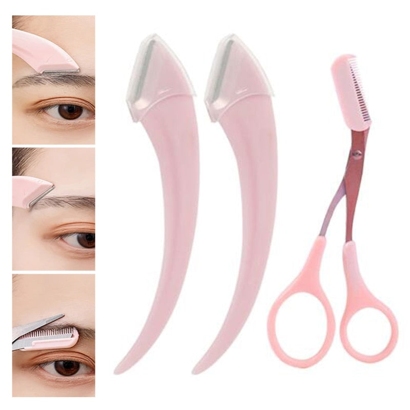 BrowMaster Augenbrauentrimmer Set - Präzises Augenbrauen- & Wimpern-Trimmen - Leicht & Tragbar - In Rosa & Weiß