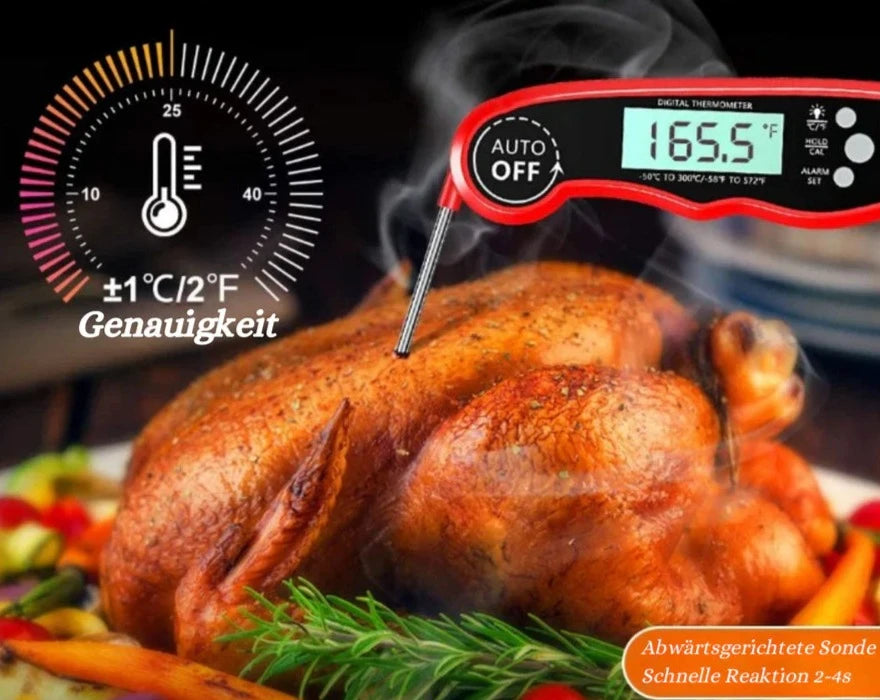Digitales Küchenthermometer CookMaster - Perfekte Temperaturmessung für Fleisch, Grillen und Backen - Schnell und genau