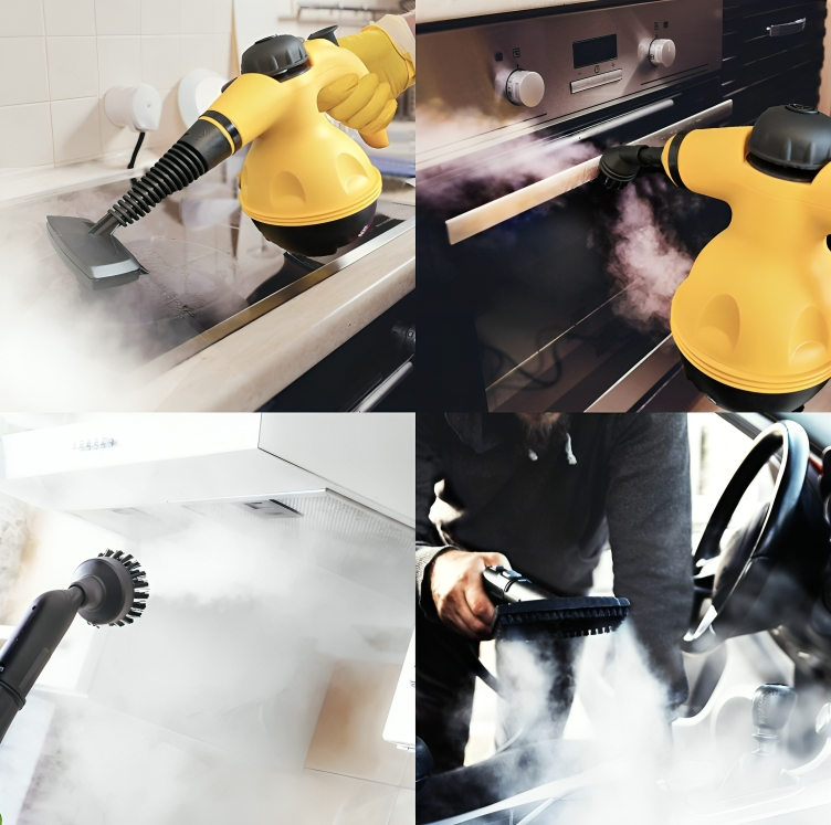 Tragbarer Dampfstrahler - Vielseitige Reinigung für Küche, Bad und Auto - Effektive Dampfleistung für hartnäckigen Schmutz