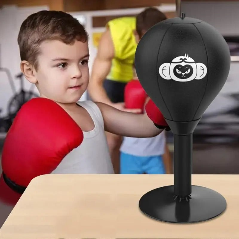 Desktop Boxball Set mit Luftpumpe - Stressabbau Punching Ball - Schlagtrainer für Büro oder Zuhause - Einstellbarer Widerstand - Schwarz