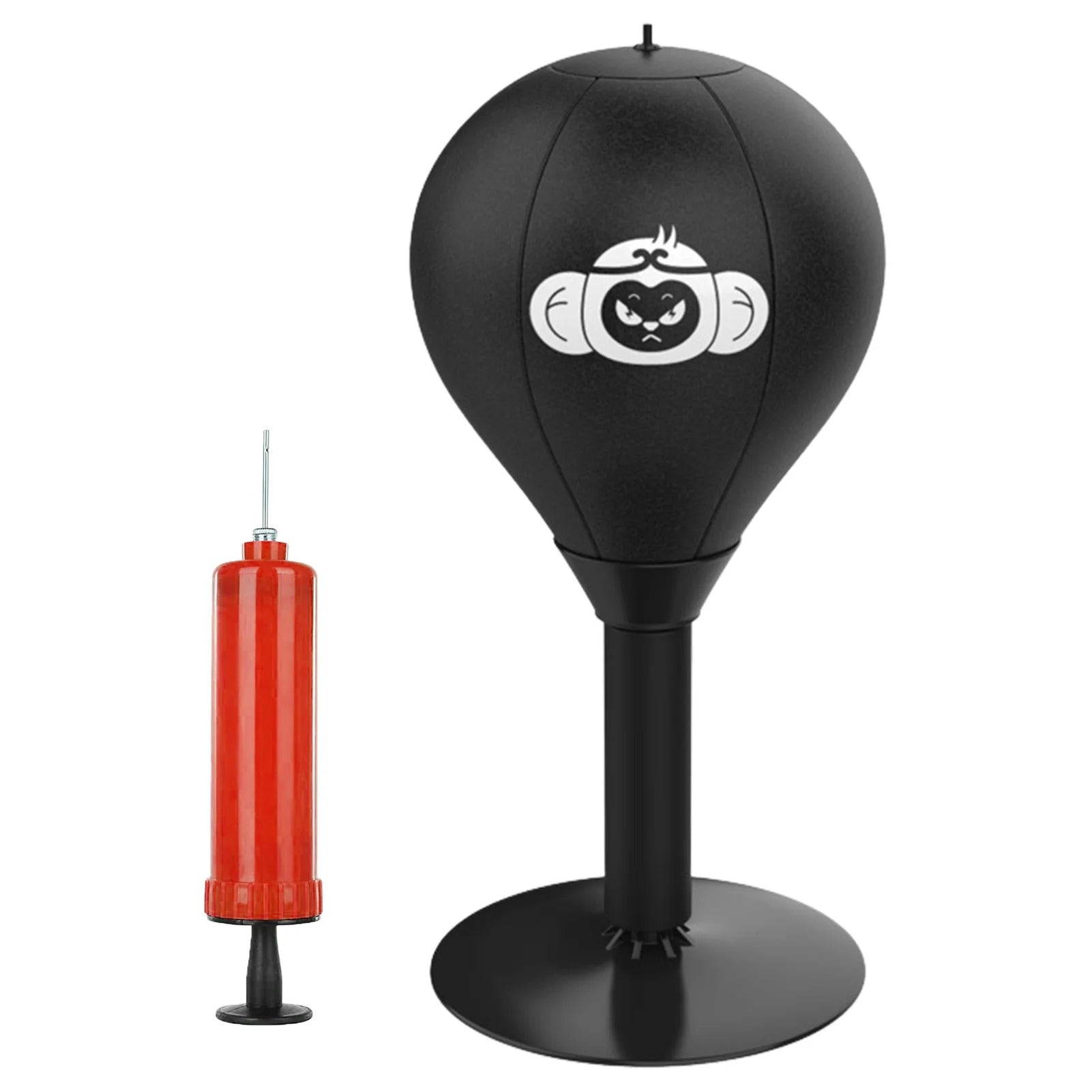 Desktop Boxball Set mit Luftpumpe - Stressabbau Punching Ball - Schlagtrainer für Büro oder Zuhause - Einstellbarer Widerstand - Schwarz